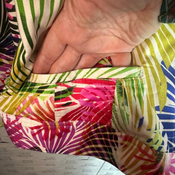 Chico’s Womens tropical floral denim jacket very colorful button up plus size - Picture 4 of 10